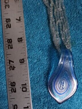 Blue Glass Teardrop Pendant Necklace